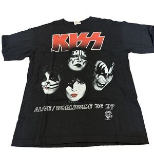 Vintage 90s KISS Alive Worldwide Tour 96/97 Band T-shirt L Double Sided 1996